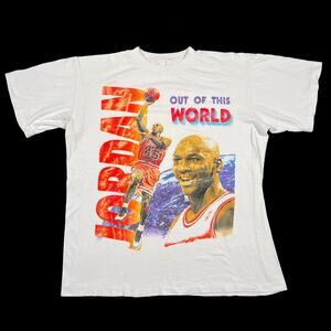 Vintage 90s Michael Jordan Out Of This World Basketball Tee T Shirt Medium B15